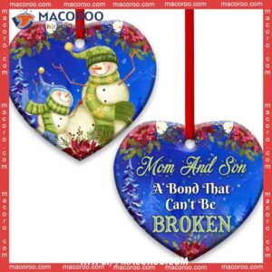 Family Snowman Mom And Son Heart Ceramic Ornament, 2023 Family Ornaments