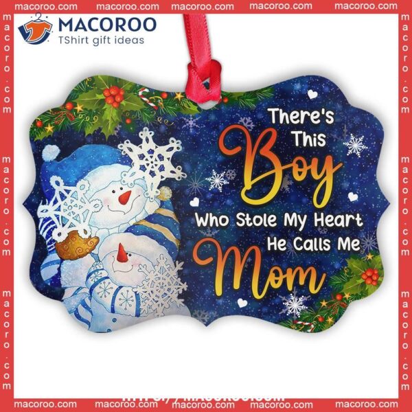 Family Snowman There Is This Boy Who Stole My Heart Metal Ornament, 2023 Family Ornaments