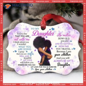 Family To My Black Daughter Metal Ornament, Custom Family Ornaments