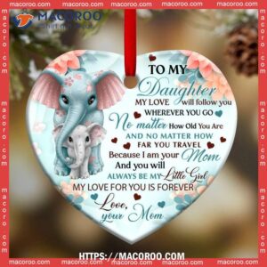 family to my daughter elephant heart ceramic ornament family tree ornament 0