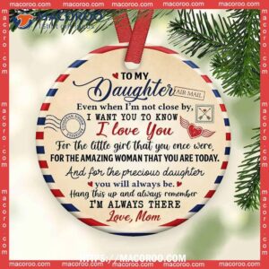 Family To My Daughter Letters Style Circle Ceramic Ornament, Family Christmas Decor