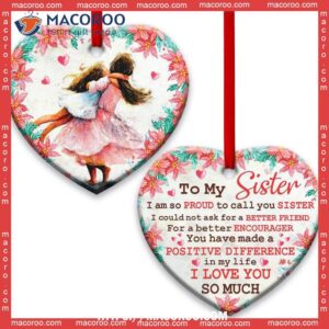 Family Style Daddy Girl Heart Ceramic Ornament, Best Family Ever Ornament