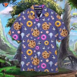 Fantasy Chocolate Cookies And Astronaut Purple Hawaiian Shirts