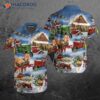 Farmer Santa Claus Wore Reindeer Pattern Hawaiian Shirts On Christmas Day.