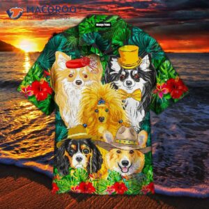Fashionable Dog-printed Tropical Palm Leaf Hawaiian Shirts