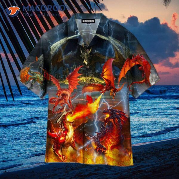 Fire Dragon Fight-colored Hawaiian Shirts