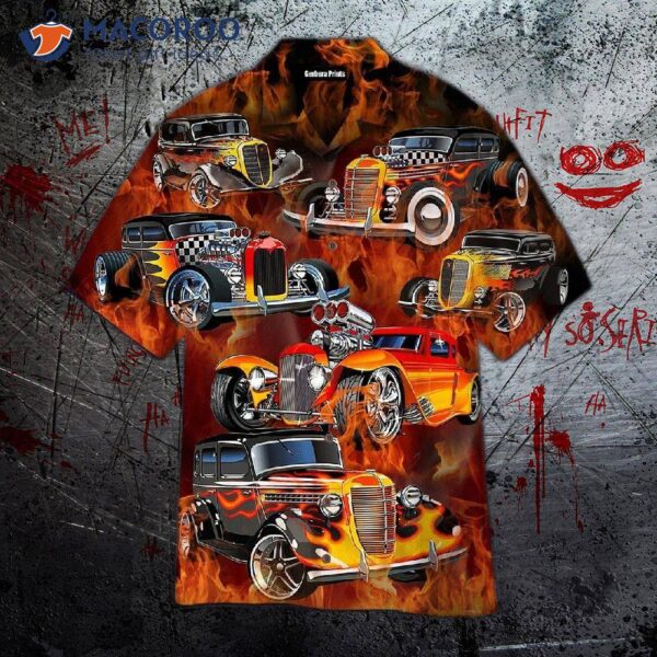 Fire Hot Rod Orange Hawaiian Shirts