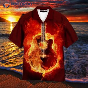 Fire-red Hawaiian Guitar Shirts