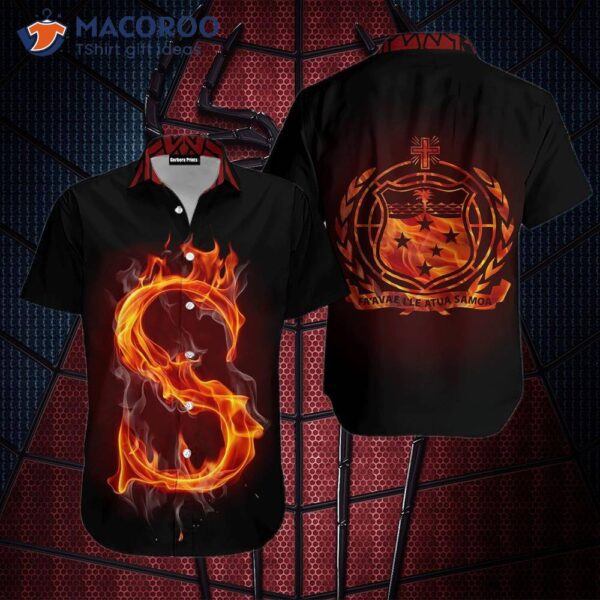 Fire Samoan Black And Orange Hawaiian Shirts