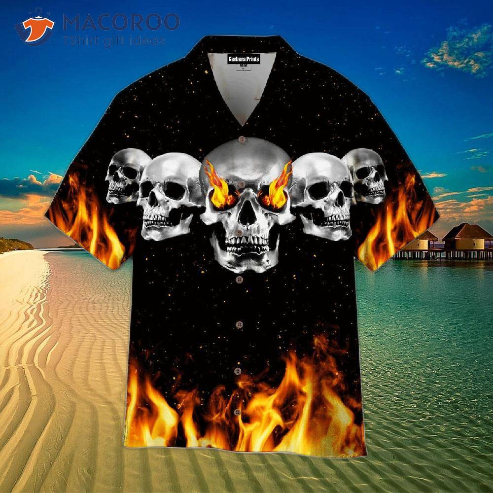 Fire Skull Red And Black Hawaiian Shirts Fire Skull Red And Black Hawaiian Shirts