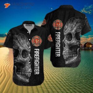 Firefighter Crazy Skull Black Hawaiian Shirt