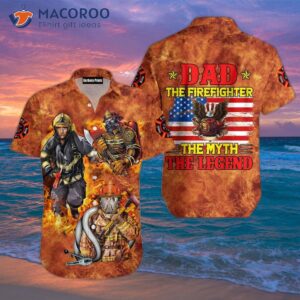 Firefighter Dad: The Myth, Legend Fire Pattern Hawaiian Shirts