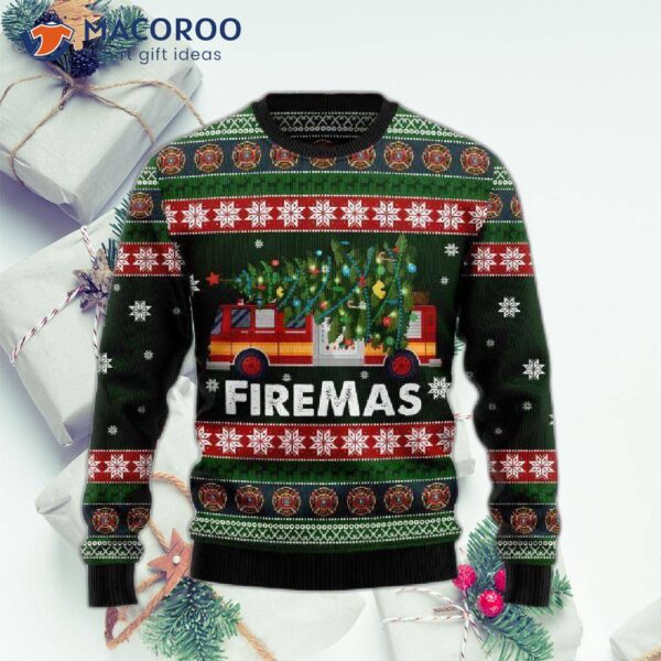 Firefighter Fireman Ugly Christmas Sweater