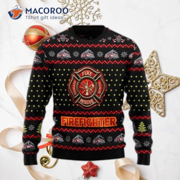 Firefighter Lover Ugly Christmas Sweater