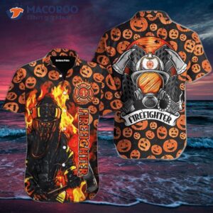 firefighter pumpkin halloween hawaiian shirt 0