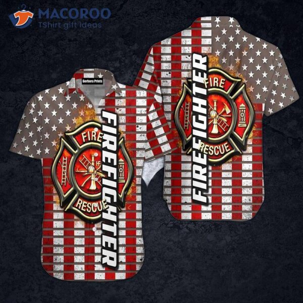 Firefighter Red Flag Unisex Hawaiian Shirts