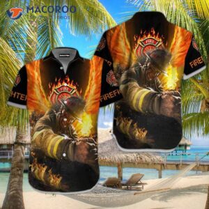 firefighter s black and red hawaiian shirt 0