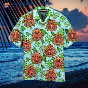 Firefighters Wear Green Leaves And Red Hawaiian Shirts