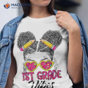 First 1st Grade Vibes Messy Bun Back To School Afro Girls Shirt