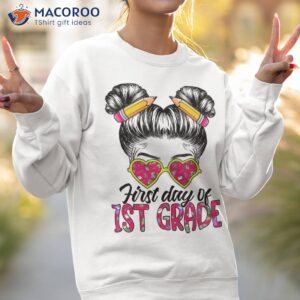 first day of 1st grade messy bun back to school tie dye girl shirt sweatshirt 2