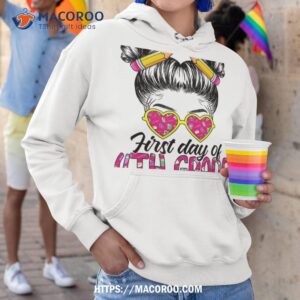 first day of 4th grade messy bun back to school student shirt hoodie