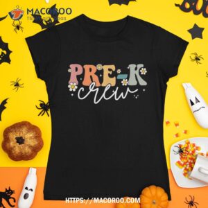 First Day Of Pre K Crew Groovy Back To School Teacher Shirt