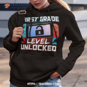 first grade level unlocked first day back to school gamer shirt hoodie 3
