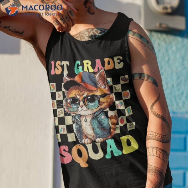 First Grade Squad Back To School 1st Cute Cat Girls Shirt