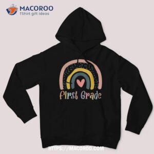 first grade teacher boho rainbow girls back to school shirt hoodie