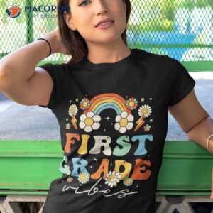 first grade vibes hippie groovy 1st back to school kid shirt tshirt 1