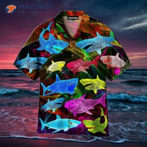 Fish Neon Glowing Shark Blue And Violet Hawaiian Shirts