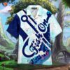 Fish On Hook Blue Hawaiian Shirts