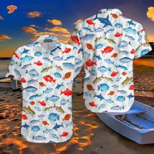 fish patterned white hawaiian shirt 1