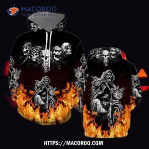 Flame Skull All Over Print 3D Hoodie, Halloween Candy Jar Ideas