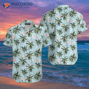 flamingo and palm tree tropical hawaiian shirt 0
