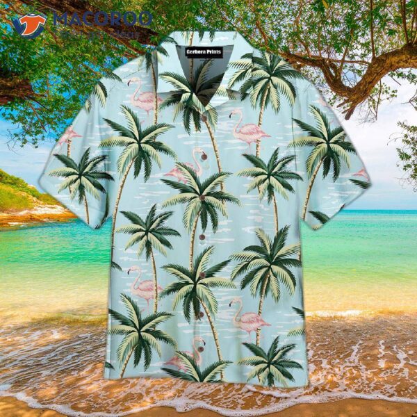 Flamingo And Palm Tree Tropical Pattern Hawaiian Shirts