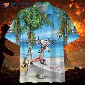 flamingo blue hawaiian shirts on the beach 0