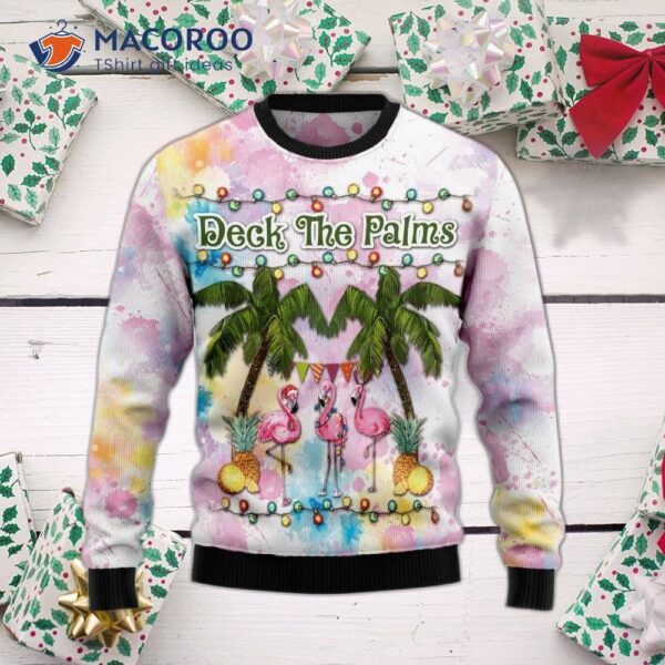 Flamingo Deck At The Palms Ugly Christmas Sweater