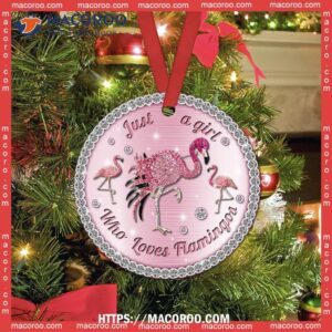 flamingo girls love jewelry circle ceramic ornament pink flamingo christmas ornaments 2