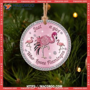 flamingo girls love jewelry circle ceramic ornament pink flamingo christmas ornaments 3