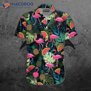 Flamingo Green Leaf Hawaiian Shirt