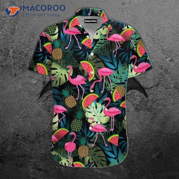 Flamingo Green Leaf Hawaiian Shirt