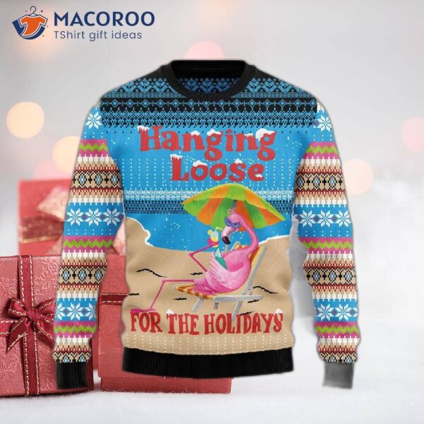 Flamingo Hanging Loose Ugly Christmas Sweater