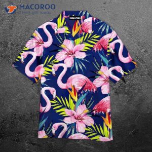 flamingo hibiscus tropical floral pattern blue hawaiian shirts 1