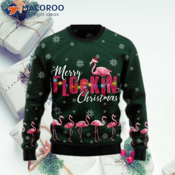Flamingo Merry Flocking Christmas Ugly Sweater