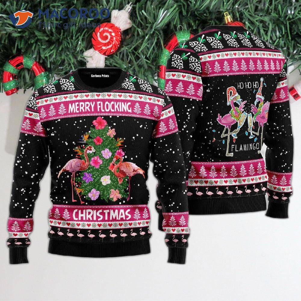 Tacky Christmas Sweaters, Pink Flamingo Ugly Christmas Sweaters