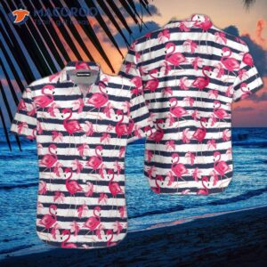 flamingo patterned tropical pink hawaiian shirts 0