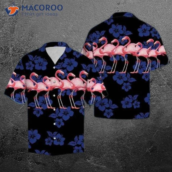 Flamingo-patterned Tropical Purple Hawaiian Shirts