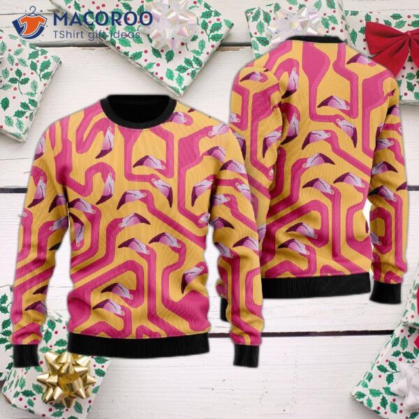 Flamingo-patterned Ugly Christmas Sweater