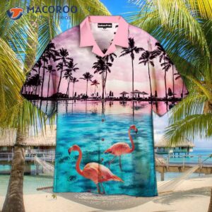 Flamingo-pink And Blue Hawaiian Sunset Shirts